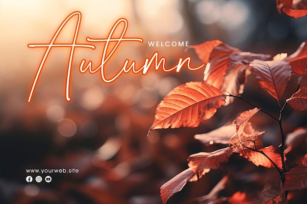 PSD social media post poster welcome autumn