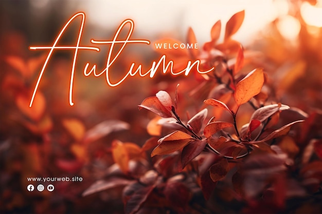 PSD social media post poster welcome autumn