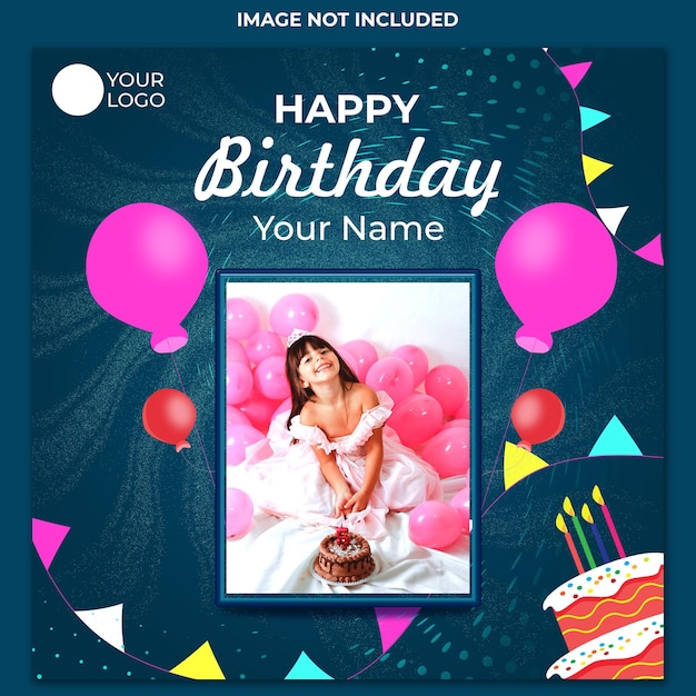 Social Media Post Premium Design Template For Happy Birthday