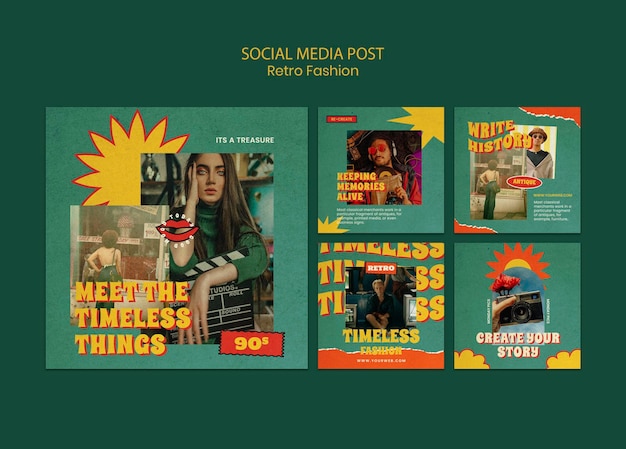 social media post retro style