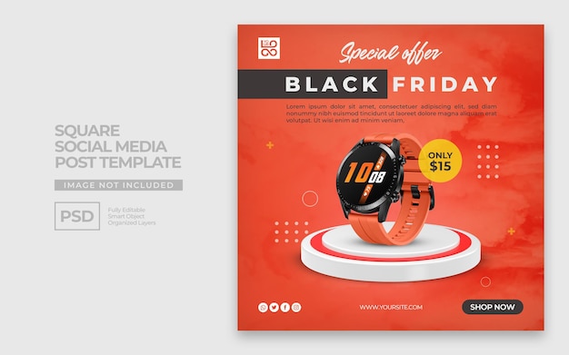 PSD social media post square promotion with podium creative concept premium