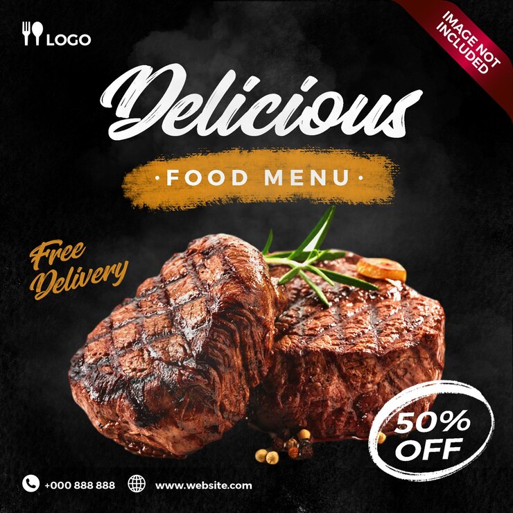 social media post for steak food advertisement