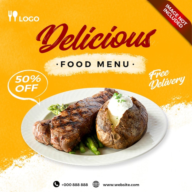 PSD social media post for steak food advertisement