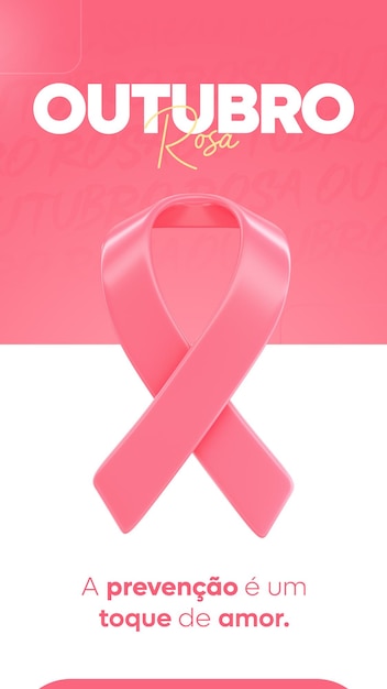 PSD modello di storie per post sui social media campagna di sensibilizzazione sul cancro al seno rosa ottobre