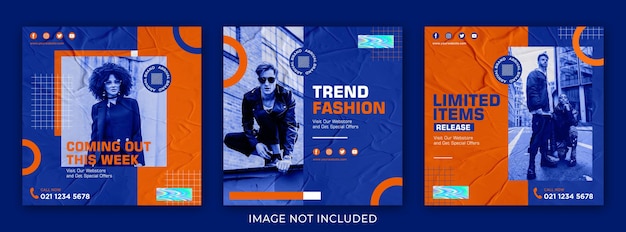 PSD modello di set di moda per i social media post streetwear