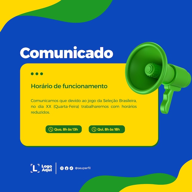 PSD social media post template announcement for world cup in brazilian portuguese