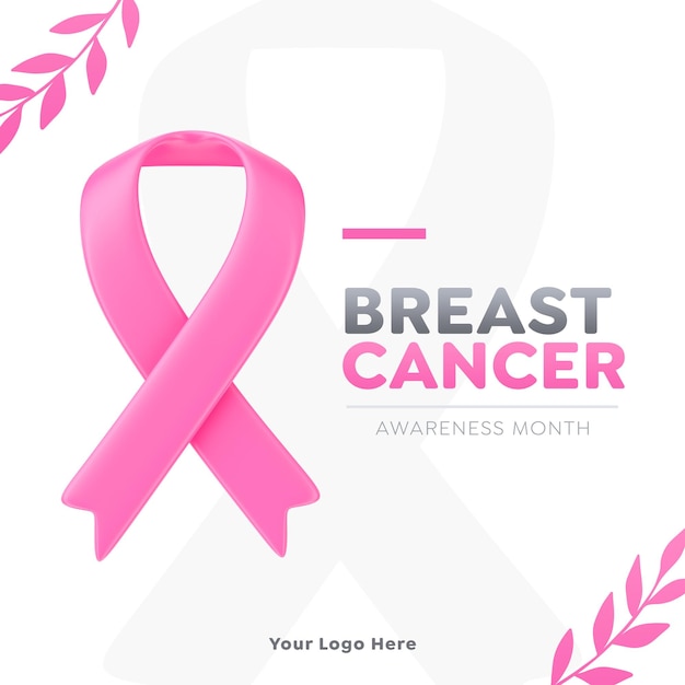 Social media post template breast cancer awareness pink october campaign