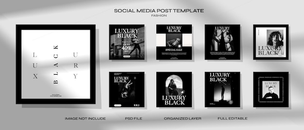 PSD social media post template for fashion sale luxury black