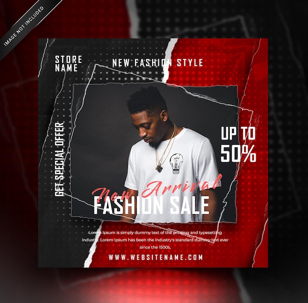 Social Media Post template fashion sale with a plastic texture design PSD template