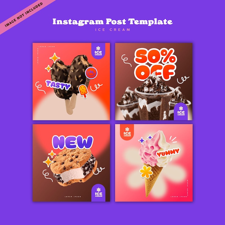 PSD social media post template ice cream