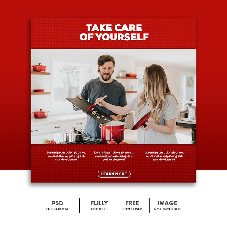 PSD social media post template instagram safe home take care of yourself girl