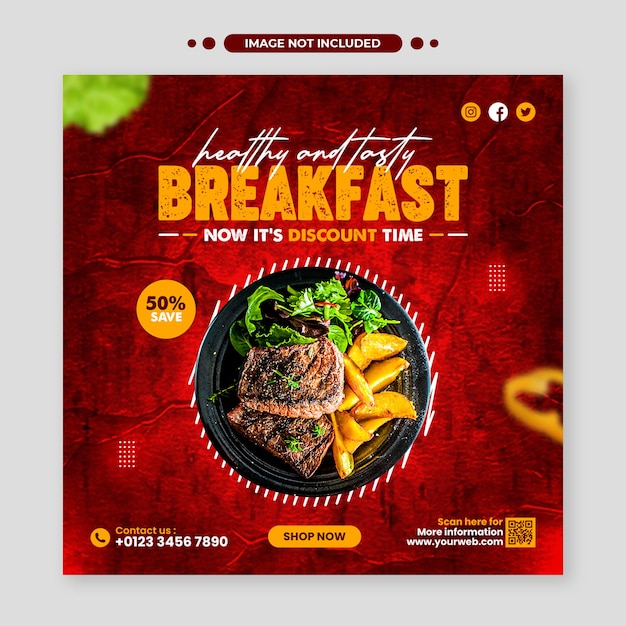 PSD social media post template for restaurant food menu special delicious