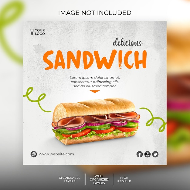 PSD social media post template sandwich