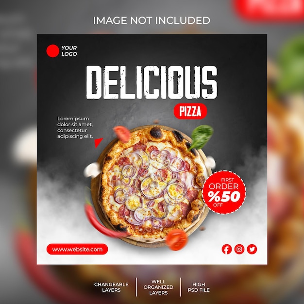 PSD social media post template super pizza