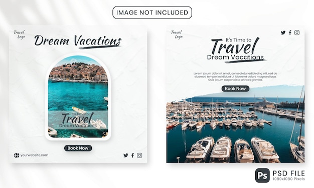 PSD social media post template for travel and tourism