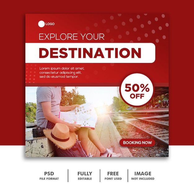 PSD social media post template travel