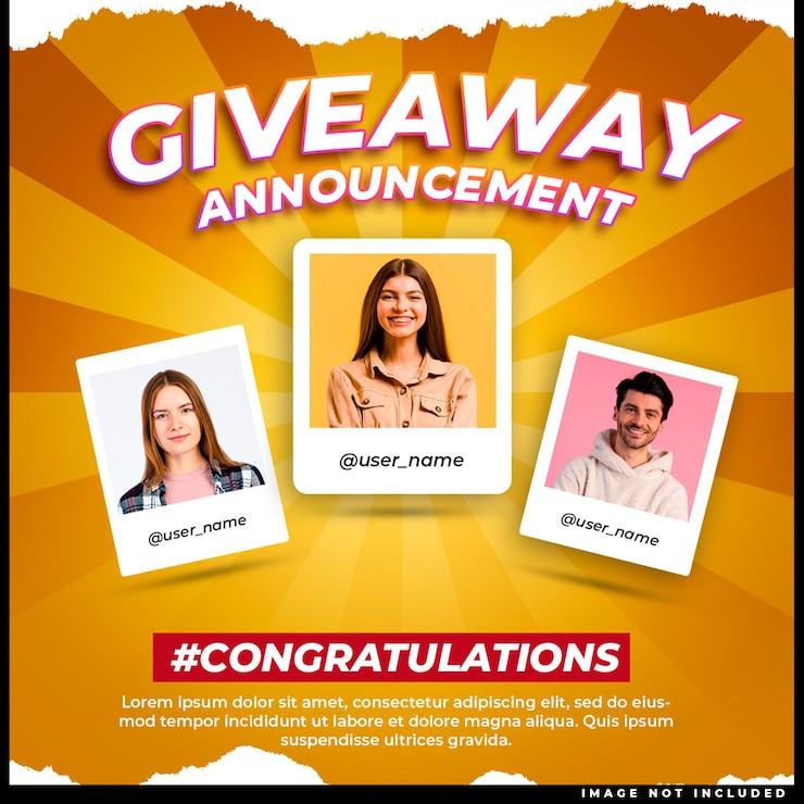 PSD social media post template with giveaway promotion for instagram facebook