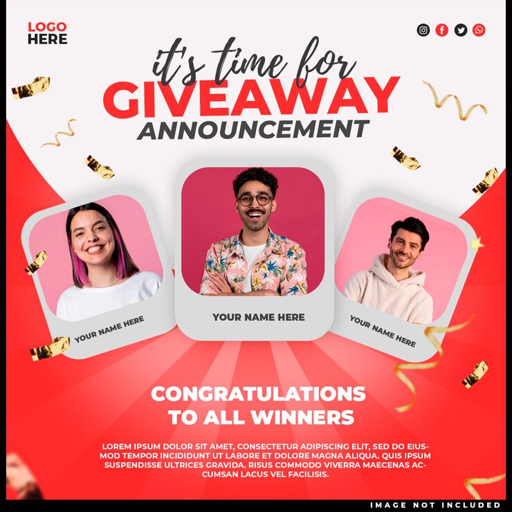 PSD social media post template with giveaway promotion for instagram facebook