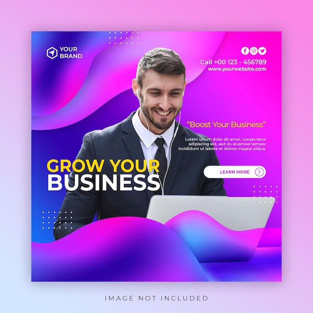 PSD social media post template with grow your business concept