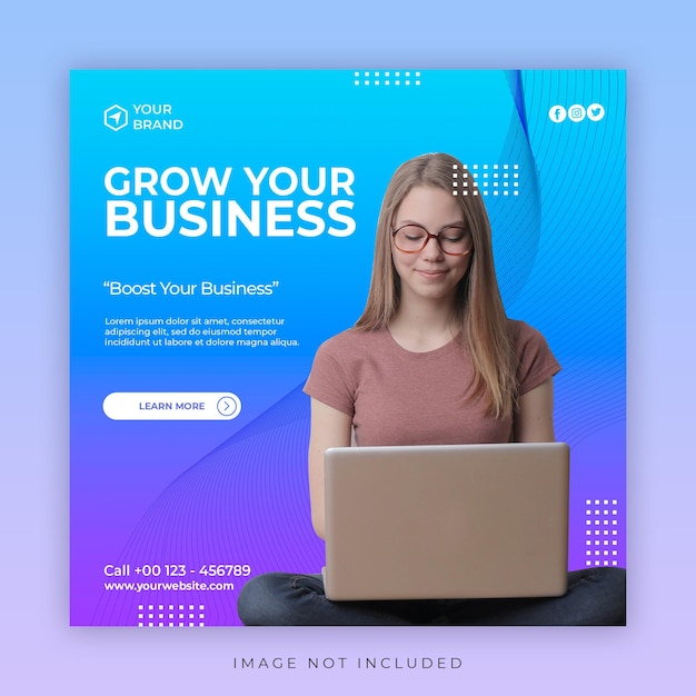 PSD social media post template with grow your business concept