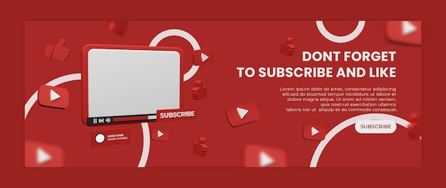 PSD Шаблон сообщения в соцсети канал на youtube premium psd