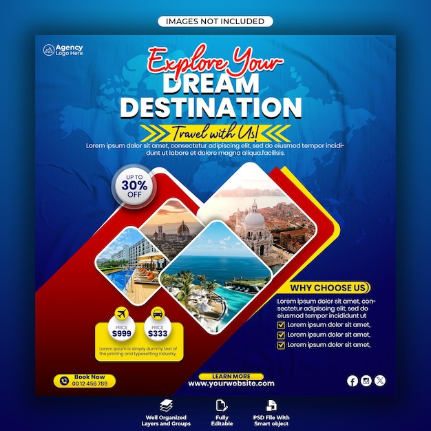 Social media post for tour and travel agency company