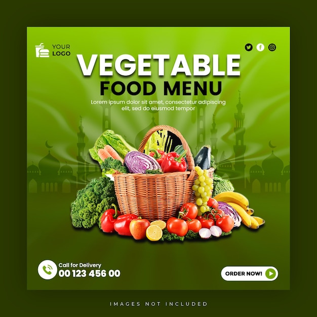 social media post for a vegetable food menu banner