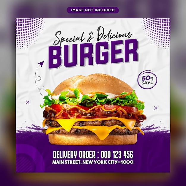 Social media post vierkante bannersjabloon voor fastfoodrestaurant