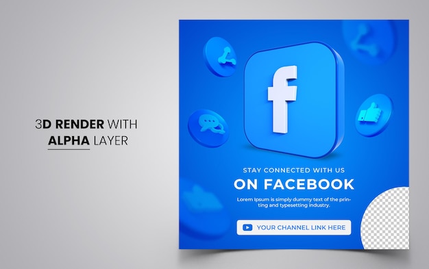 PSD social media post with 3d shapes