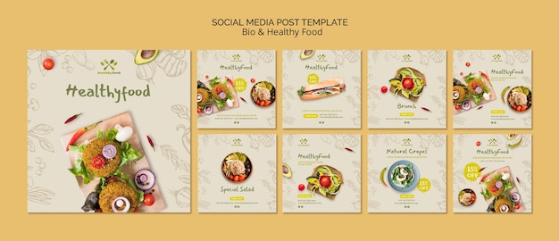 PSD social media post with healthy and bio food