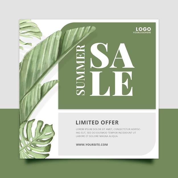 PSD social media post with summer sales template