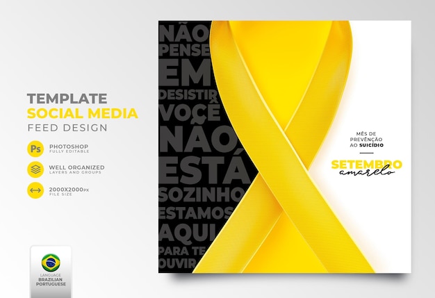 Social media post yellow september voor marketingcampagne in brazilië in 3d render