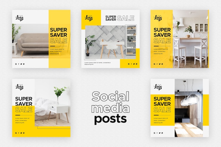 PSD social media posten sjabloon met huisdecorzaken