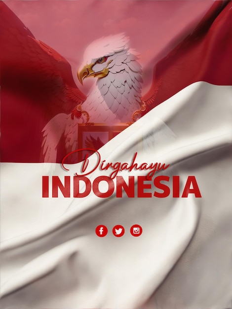 social media-poster voor de onafhankelijkheidsdag van indonesië