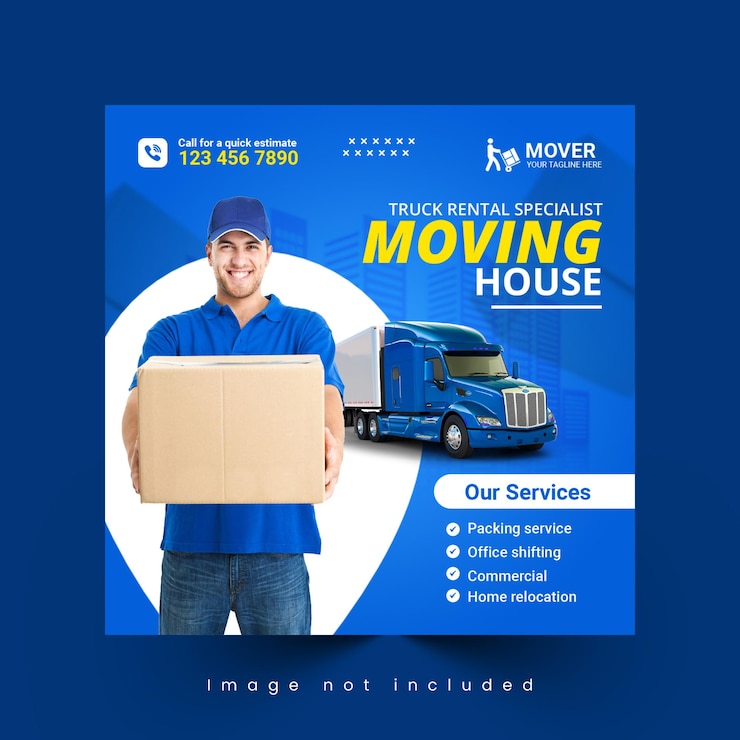 Social media posts for delivery service and moving service banner