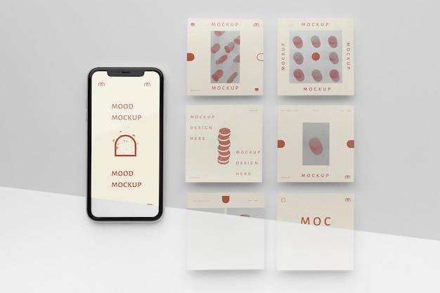 PSD social media posts en smartphone mock-up