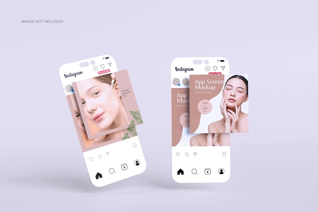 Mockup di post sui social media e schermo dello smartphone isolato