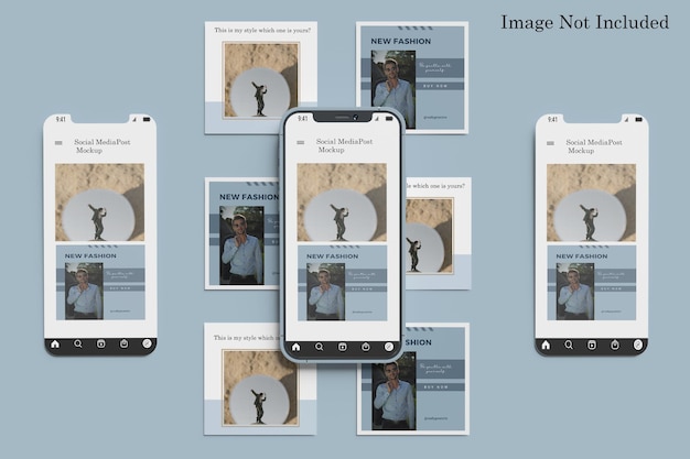 Post sui social media e mockup di smartphone