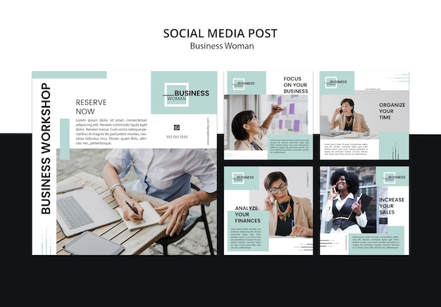 PSD social media posts with business woman concept