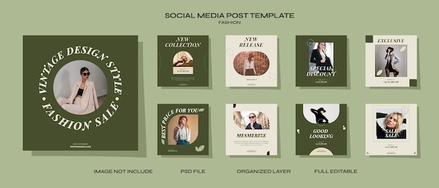 PSD social media postsjabloon mode verkoop vintage design stijl