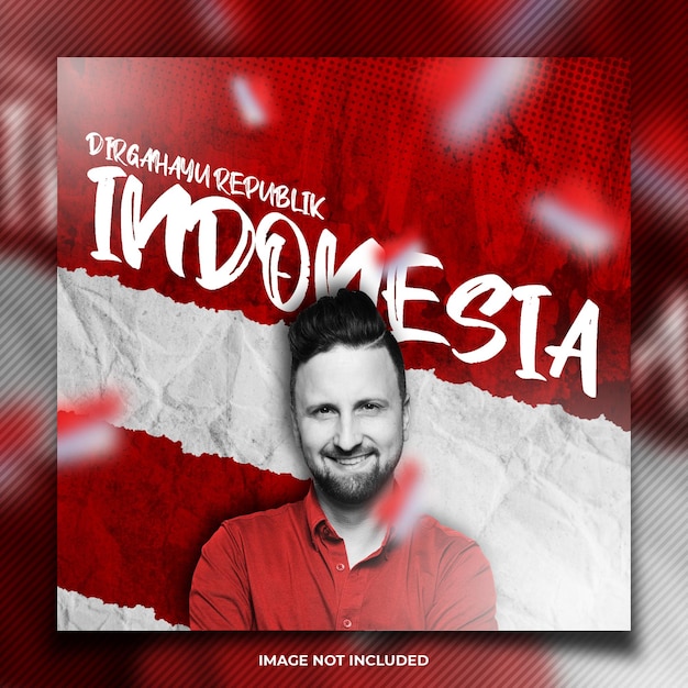 Social media postsjabloon voor onafhankelijkheidsdag Indonesië