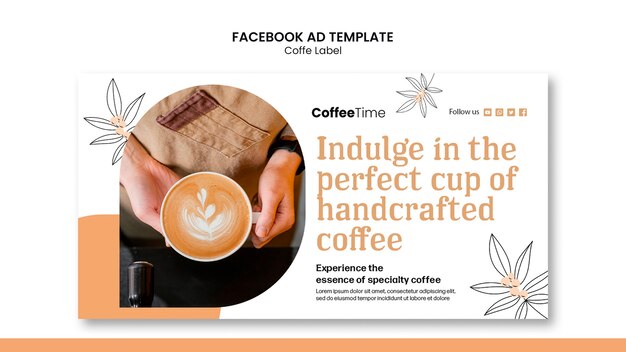 Modello promozionale sui social media per il caffè