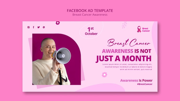 Рекламный шаблон в социальных сетях для месяца осведомленности о раке молочной железы