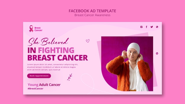 Рекламный шаблон в социальных сетях для месяца осведомленности о раке молочной железы