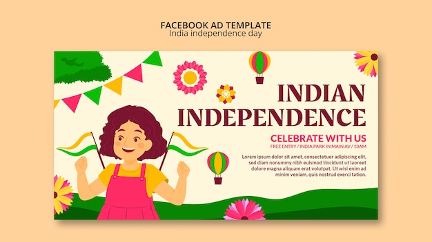 Modello promozionale dei social media per la celebrazione del giorno dell'indipendenza dell'india