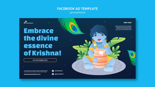 PSD social media promo template for janmashtami celebration