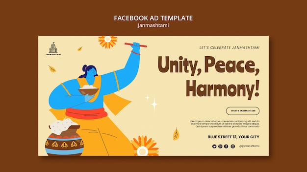 PSD social media promo template for janmashtami celebration