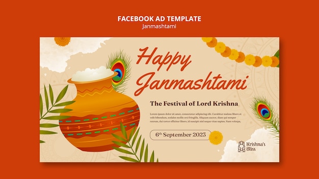 PSD modello promozionale sui social media per la celebrazione di janmashtami