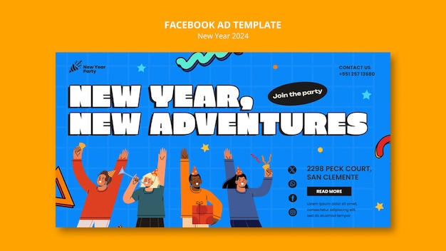 PSD social media promo template for new year 2024 party celebration