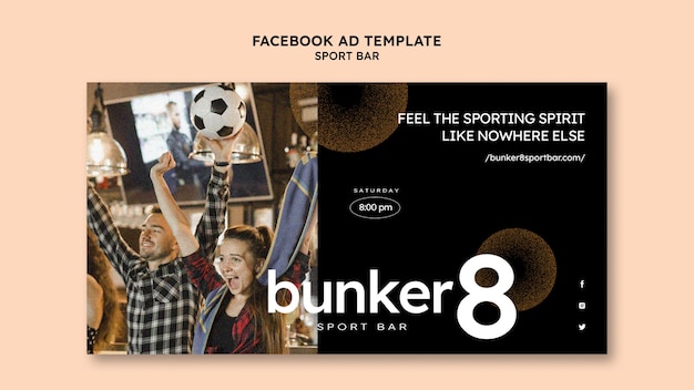 Modello promozionale per social media per sport bar con birra